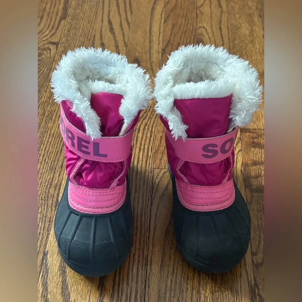 Sorel Pink Faux Fur Lined Snow Boots Waterproof Insulated Cozycore Winter Size 8